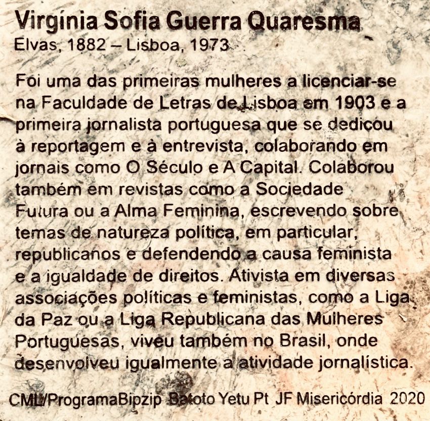 Plaque #10: Virgínia Sofia Guerra Quaresma