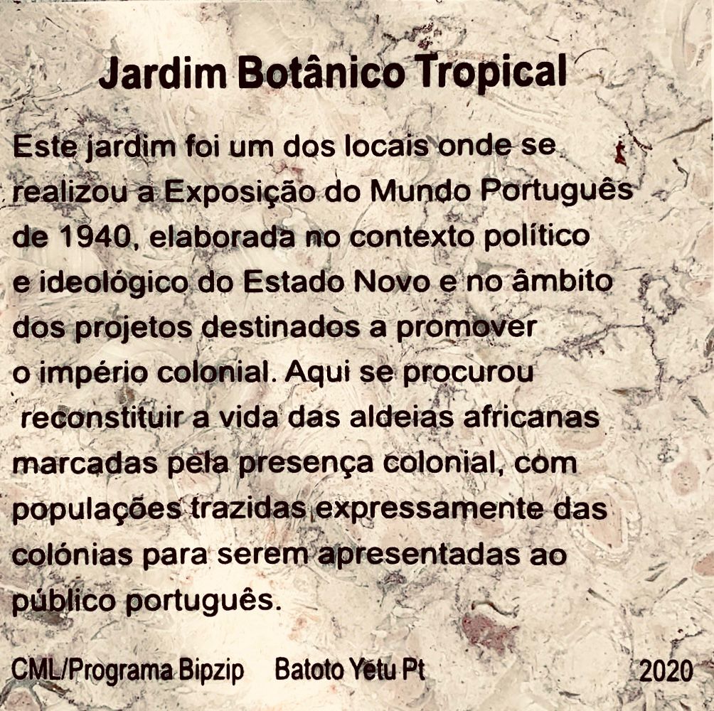 Plaque #4: Jardim Botânico Tropical